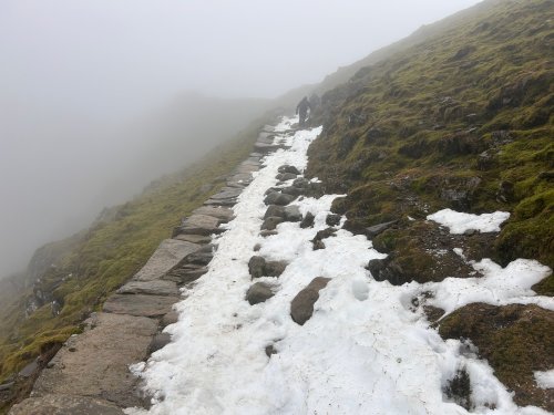 Snow below Bwlch Glas