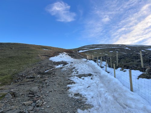 Awkward and icy below Allt Goch